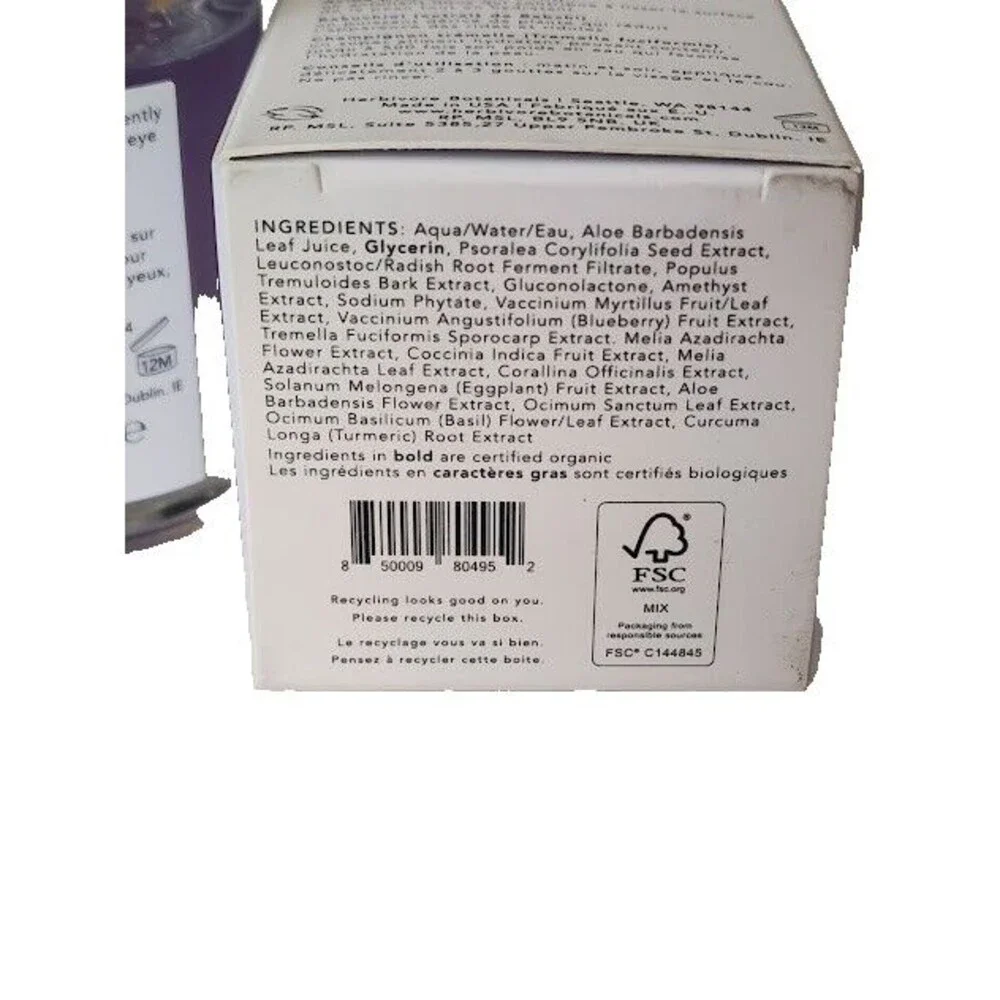 Herbivore Bakuchiol Retinol Alternative Smoothing Serum 1oz Dropper Bottle AM PM